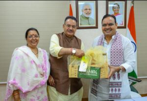 जयपुर में राजस्थान के मुख्यमंत्री भजनलाल शर्मा से शिष्टाचार भेंट करते उत्तराखंड के कृषि मंत्री गणेश जोशी
